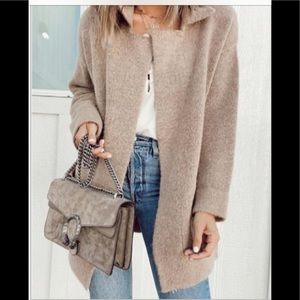 TURNDOWN COLLAR BASIC KHAKI COAT NWOT